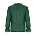 thumbnail image 4 of FAKKDUK Shirts for Women Fall Long Sleeve Womens V Neck Full Sleeve Casual Tees Blouses Tops Women's Solid Fashion Pullover Blouse Loose Fitting Top, Green&L, 4 of 7