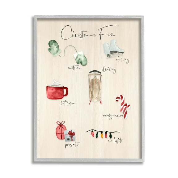 Stupell Indtries Rtic Christmas Fun Chart Holiday Tradition Festive Illtrations,11 x 14,Design by Lucille Price