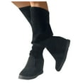 thumbnail image 6 of YLYL Boots for Women Knee High Wide Calf Boots Wedge Heel Boots Fashion Slip on Suede Long Boots Fall Winter Shoes, 6 of 6