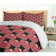 thumbnail image 5 of Ambesonne Pomegranate Duvet Cover Sets, Mosaic Fruit, 2-King, Charcoal Grey Dark Coral, 5 of 7