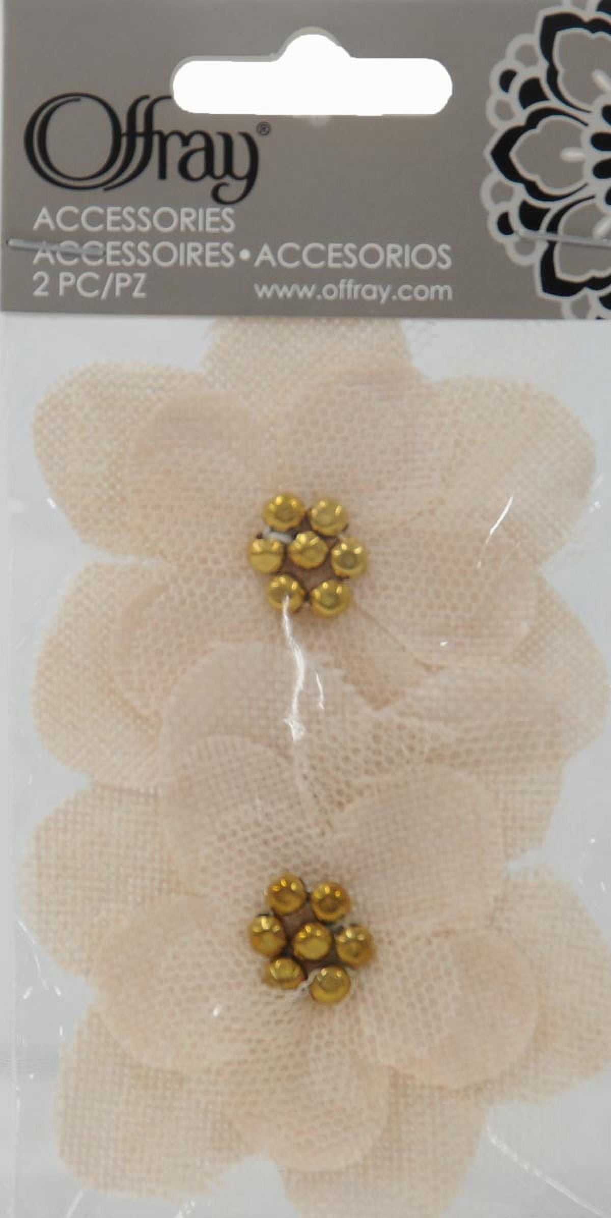 Offray natural burlap flower accessor yard for wedding, hair clips and scrapbooking, 2 count