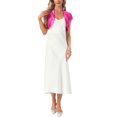 thumbnail image 2 of INSPIRE CHIC Women's Satin Trim Mesh Shrug Cap Sleeve Open Front Cropped Bolero Cardigan M Hot Pink, 2 of 6