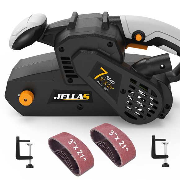 Lijadora de banda Jellas BS750 7A, 120 V, 3 x 21 pulgadas, con bolsa para polvo y acceso