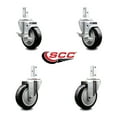 thumbnail image 2 of 4 Inch Black Polyurethane Wheel Swivel 7/8 Inch Square Stem Caster Set 2 Brakes, 2 of 2