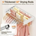 thumbnail image 4 of Wall Mounted Clothes Drying Rack Folding Indoor, Foldable Laundry Drying Rack Collapsible,Invisible, Space Saving, Retractable Towel Drying Rack, with Wall Template(5 Drying Rods, White 32"), 4 of 6