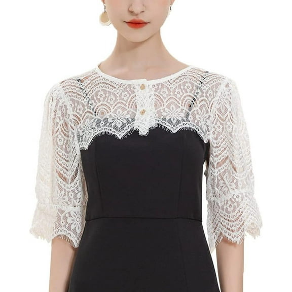 Zhengup Women’s Detachable Dickey Collar False Collar Half Shirt Blouse Collar Lace Crop Top