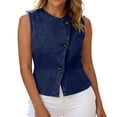 thumbnail image 6 of Husipze Denim Vest for Women Sleeveless Strechy Jean Tank Top Button Down Crewneck Fitted Trendy Casual Summer Waistcoat Navy XL, 6 of 7