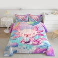 thumbnail image 2 of Feelyou Milk Tea Axolotl Queen Comforter Set for Kids, Cute Pink Sealife Bedding Sets, Dreamy Starry Sky Reversible Bedding Comforter Set, Breathable Home Decor, 3pcs, 2 of 8