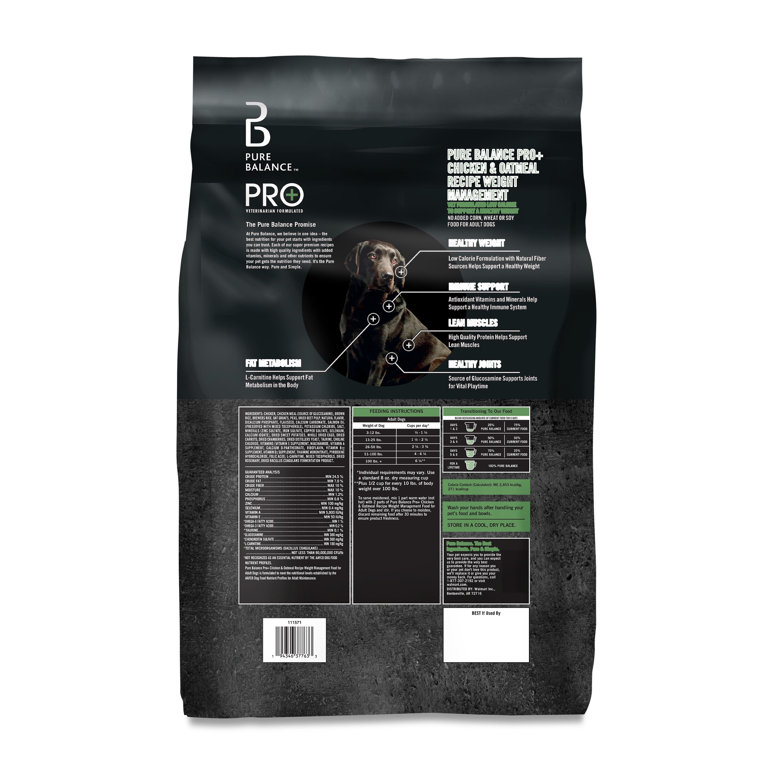 Pure Balance Pro+ Weight Management Chicken & Oatmeal Recipe Dry Dog Food, 30 lbs