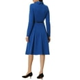thumbnail image 3 of INSPIRE CHIC Women's Point Collar Zipper Belted Pleated Fit and Flare Shirt Dress M Royal Blue, 3 of 5