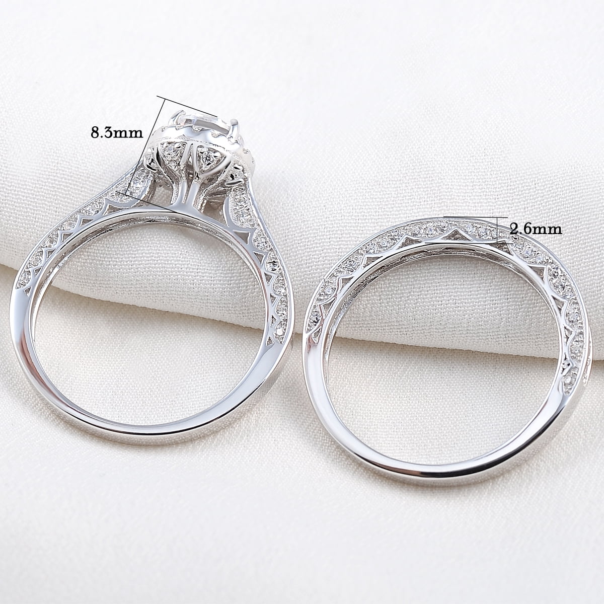 Newshe Wedding Rings for Women Engagement Ring Set 925 Sterling Silver 2.4Ct Round White AAAAA Cz Size 6