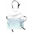 thumbnail image 1 of Blue and White Apron Ocean Seascape Abstraction with Wavy Line Composition Aquatic, Unisex Kitchen Bib Apron with Adjustable Neck for Cooking Baking Gardening, Blue Turquoise and White, by Ambesonne, 1 of 3