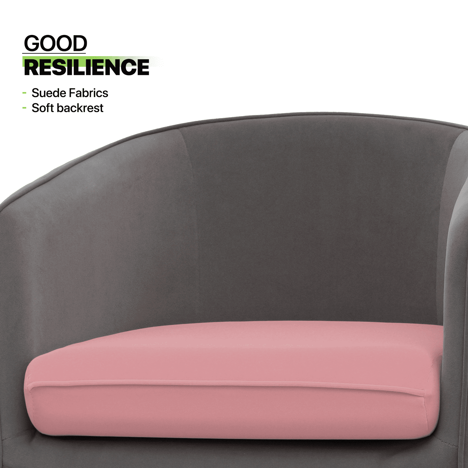 Magshion Accent Chair Upholstered Arm Chair with Armrest Living Room Chair Single Sofa Comfy Barrel Chair with Cushion for Bedroom, Pink/Grey
