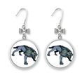 thumbnail image 1 of Scared Cheetah Animal Art Grain Bow Earrings Drop Stud Pierced Hook, 1 of 3