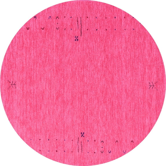 Ahgly Company Indoor Round Abstract Pink Contemporary Area Rugs, 7' Round