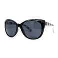 thumbnail image 2 of Womens Classic Oversized Cat Eye Fashion Plastic Sunglasses All Black, 2 of 4