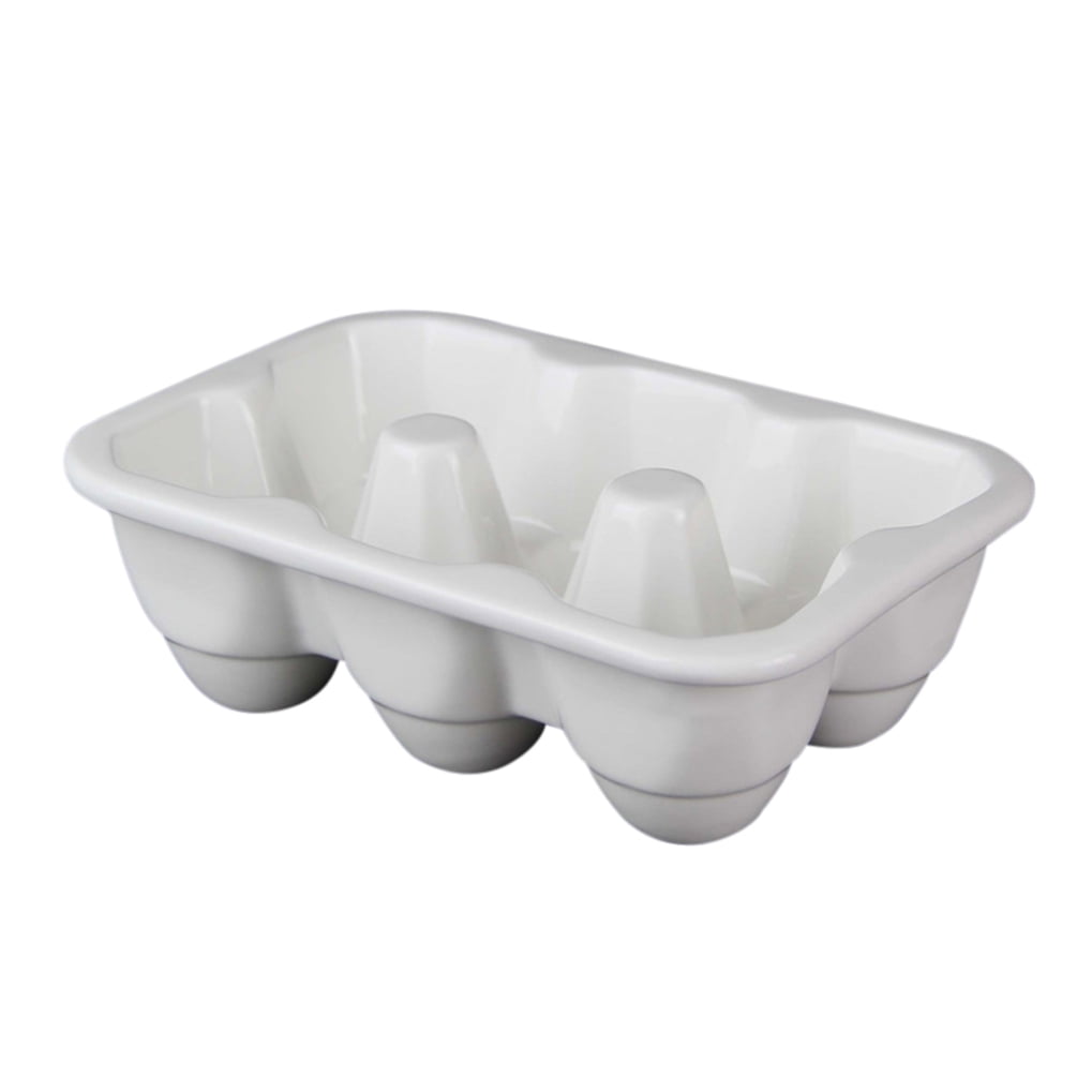 PBPBOX Ceramic Egg Holder for Refrigerator Storage, Slim and Compact, White