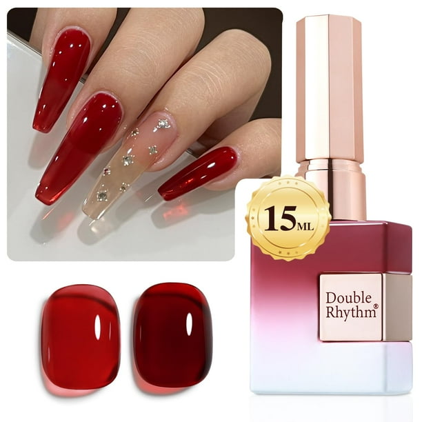 Esmalte en gel Double Rhythm Translucent Sheer Jelly, 15 ml, rojo