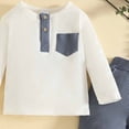 thumbnail image 5 of TOWED22 Toddler Baby Girl Fall Clothes Long Sleeve Shirt Tops and Bell Bottoms Pants 2 Piece Outfits for Girls Size:2-3 Y,Color:Blue, 5 of 6