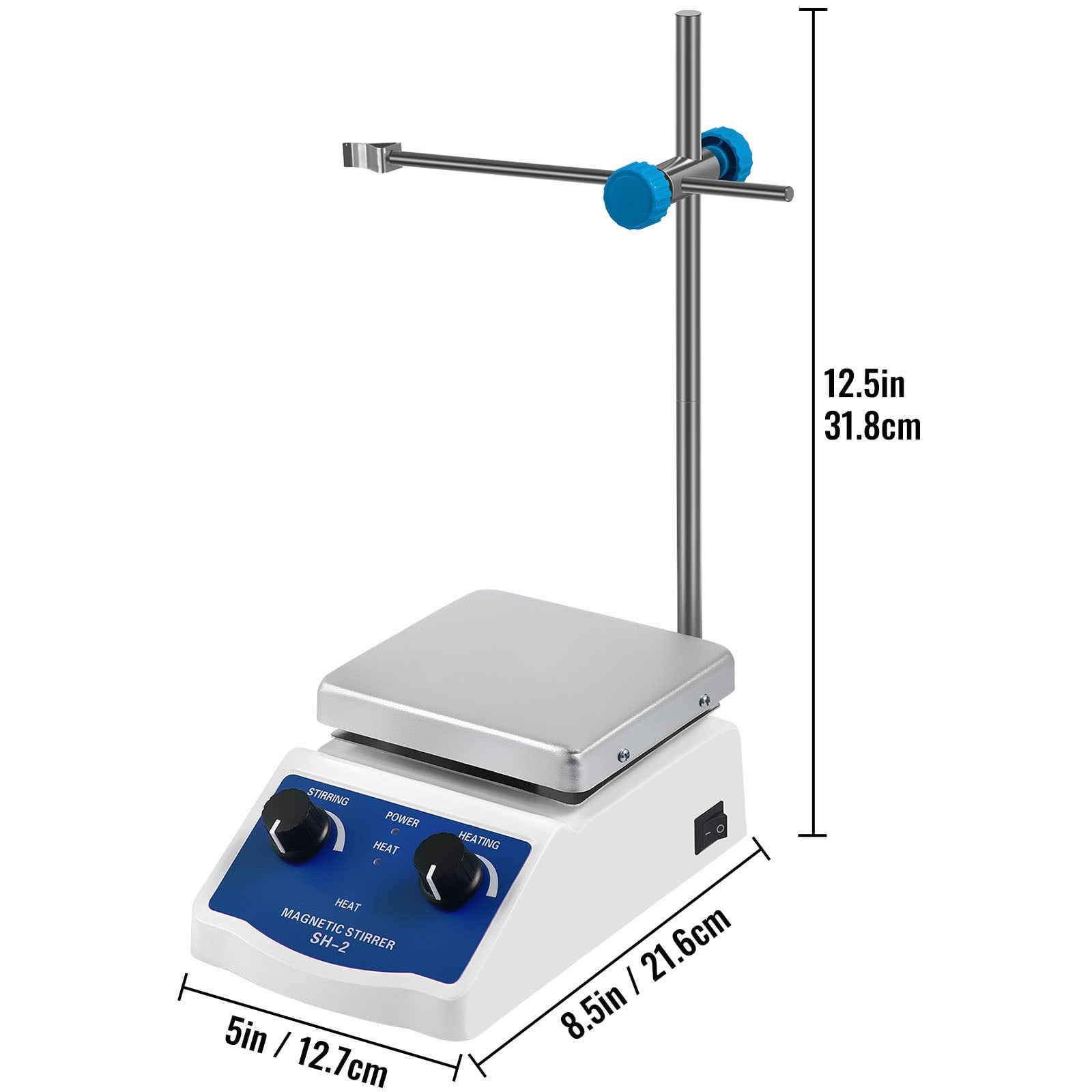 SH-2 Hot Plate Magnetic Stirrer Mixer Dual Control with 1 inch Stir Ba