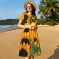 thumbnail image 4 of Naloa Sunflowers 7 Print Womens Summer A-Line Dress with Pockets,Short Sleeve Dresses,Flowy Beach Swing Dress for Vacation Travel, 4 of 6