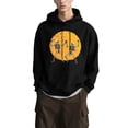 thumbnail image 3 of Mifsaly Mens Womens Halloween Hoodie Cute Black Graphic Hooded Fleece Pullover Sweatshirt with Kangaroo Pocket Comfortable Warm Fall Festival Party Clothes Black,L, 3 of 5