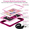 thumbnail image 6 of Case for iPad Mini 4/Mini 5th Generation, Kids Friendly Heavy Duty Rugged Shockproof Adjustable Kickstand Full Protective Tablet Cover with Hand/Shoulder Strap, Rose+Pink, 6 of 8