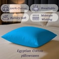 thumbnail image 4 of Amay Organic Cotton Pillowcases, Set of 2 Soft & Breathable 500TC Luxury Classic Weave Pillow Covers, Standard Size, Cooling & Durable Hotel Quality Bedding Essentials, Turquoise, 4 of 7