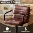 thumbnail image 2 of Bar Stools Set of 2, PU Leather Adjustable Height 360° Swivel Barstools with Backrest and Armrests, Counter Height Bar Chairs for Kitchen Island, Bar, Dining Room, Reddish Brown, 2 of 13