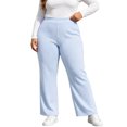 thumbnail image 2 of Mifsaly Plus Size Women's Straight Leg Sweatpants Ribbed Knit Elastic Waist Lounge Pants Fall Winter Trendy Daily Going Out Athletic Casual Clothing, 2 of 6