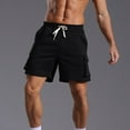 thumbnail image 2 of Wyobmus Men's Running Gym Shorts With Pockets Lightweight Cotton Quick Dry Elastic Waist Drawstring Basketball Shorts A-Black, 2 of 7