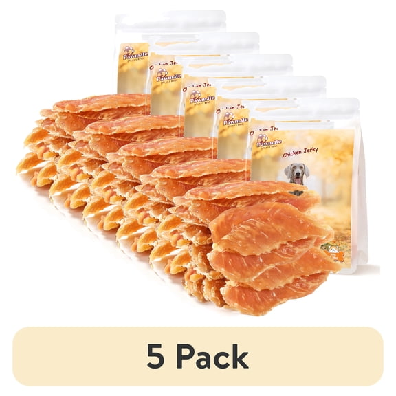 (5 pack) Pawmate Chicken Jerky Dog Treats, High Protein Pure Chicken Snacks for Small Medium Large Dog, 11 oz