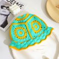 thumbnail image 4 of xiaxaixu Women Knitted Hat with Flower Pattern, Bright Color Matching Hollow Decoration Clothing Accessory, 4 of 4