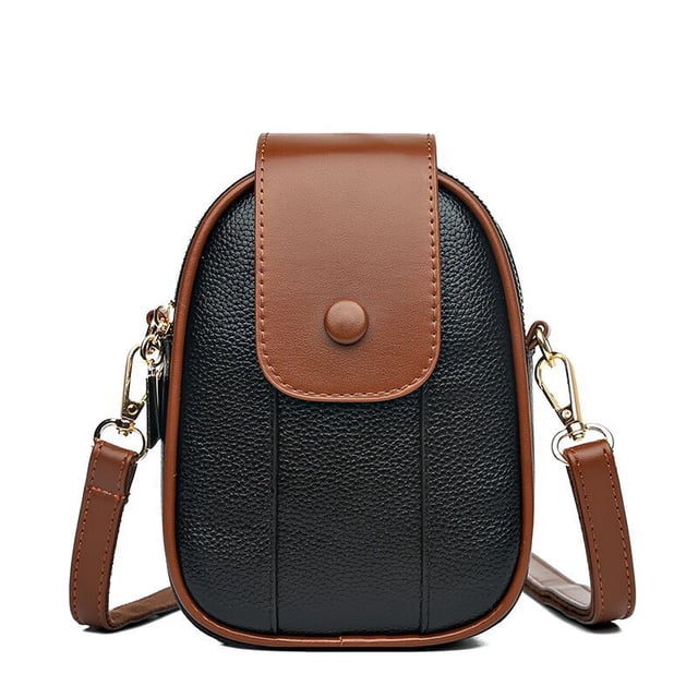 Mini BOLSA DE TELÉFONO con solapa europea para mujer, monedero ovalado de cuero PU suave, Beige, azul, billetera de llaves, monedero, bolsos de mensajero casuales de calle Fivean unisex