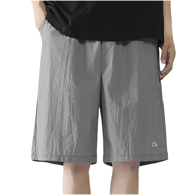 Diufon Men's Athletic Shorts Cotton Linen Drawstring Waisted Outdoor Sport Shorts Spring Summer Shorts with Pockets