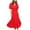 Red, variant on LYXSSBYX Fall Dresses for Women Long Sleeve Women's Casual Fashion Solid Color V-neck Lace-up Flared Sleeve Splicing Dress