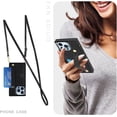 thumbnail image 3 of for iPhone 13 Wallet Case for Women,Removable Adjustable Strap Crossbody Card Holders Cover Neck Strap Lanyard Purse Shoulder Strap Kickstand Purse Case for iPhone 13 KB Black, 3 of 14