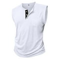 thumbnail image 5 of BXINGOHAI Men's Workout Tank Tops Sleeveless Muscle Gym Henley Shirt Casual Basic Summer Beach Tops White,M, 5 of 6