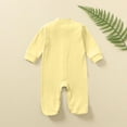 thumbnail image 6 of vdgthytj Newborn Baby Boy Girl Clothes Crewneck Long Sleeve Footies Romper Infant Button Footed Jumpsuit, 6 of 8