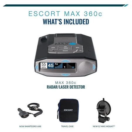 Escort MAX 360c Laser Radar Detector - WiFi & Bluetooth Enabled, 360° Protection, Extreme Long Range, Voice Alerts, Apple CarPlay & Android Auto Compatible