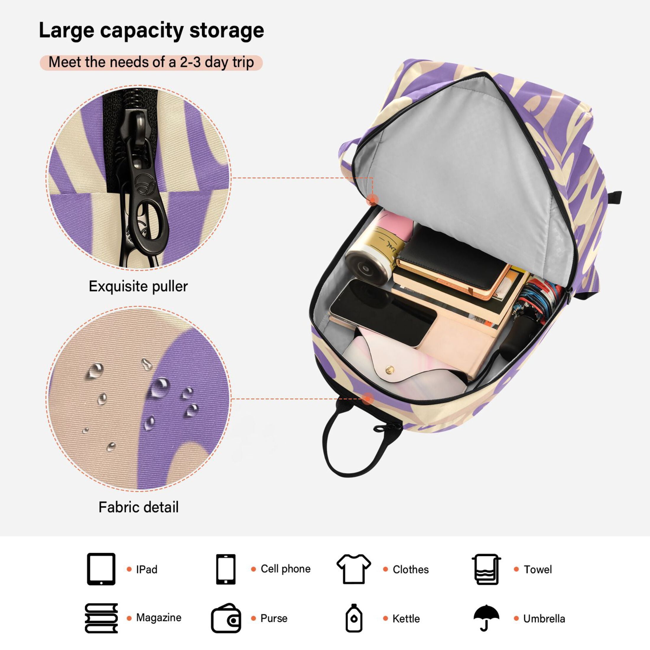 2 Racquet Holder Tennis Backpack Tennis Racket Covers Gym Bags Purple Whirlwind