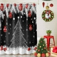 thumbnail image 5 of Christmas Tree Sequoia Leaf Shower Curtain for Bathroom, Winter Snowflake Ball Black Back Waterproof Shower Curtains Washable Quick Dry with Hooks Bathtub Curtains 72x72IN, 5 of 9