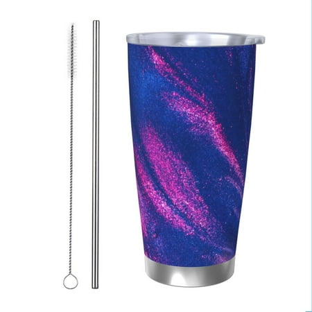 

Bingfone Neon Gradient Blue for 20 Oz Stainless Steel Travel Mug Double Wall Water Coffee Cup for Home Office Outdoor Works Great for Ice Drinks and Hot Beverage-Straw Two-piece Set