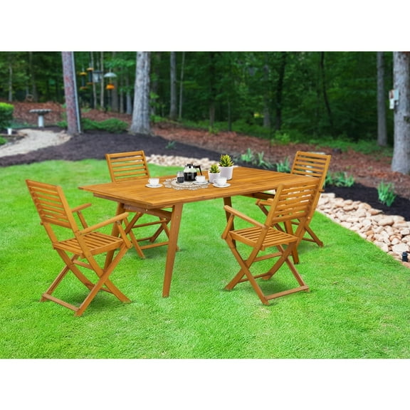 Outdoor Dining Set 5-Piece Patio Table & Chair Set - Coastal Cool Furniture for Lawn, Deck, or Porch