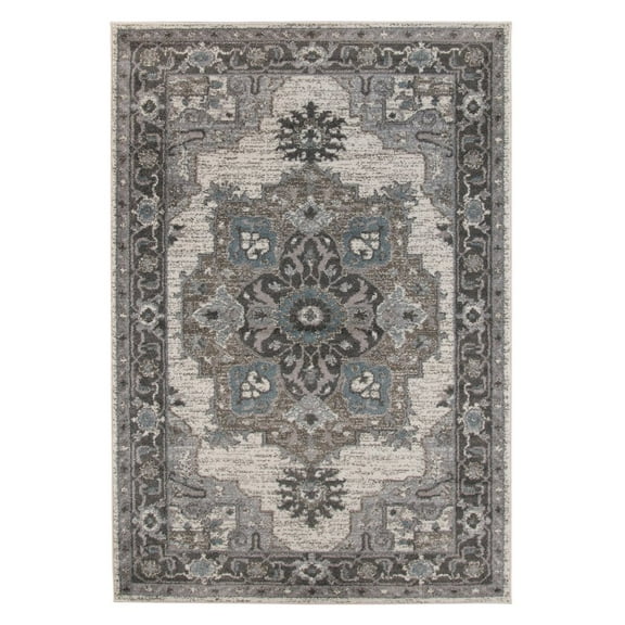 HomeRoots 4' X 6' Taupe Medallion Power Loom Area Rug