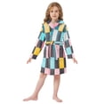 thumbnail image 6 of FORMRS Niños Bathrobe Unisex Hooded Robe Soft Plush Pajamas Sleepwear, Size 10-12T, Pink Checkered Pattern, 6 of 7