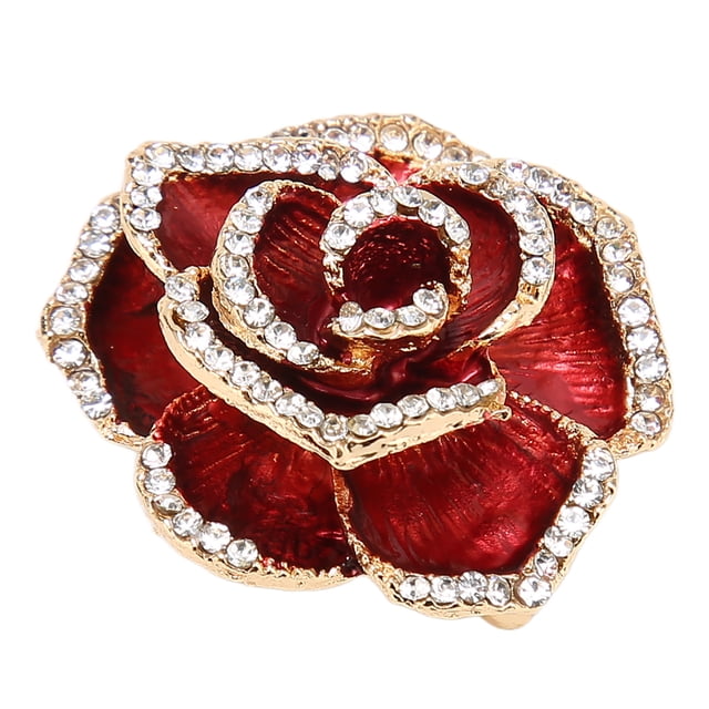 Flower Brooch Pin, Jewelry Exquisite Shiny Retro Delicate Rhinestone Petal Brooch For Dancing Party
