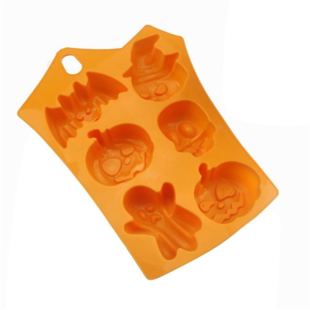 Yuarrent Molde de silicona para pastel de Halloween de 6 cavidades, molde para hornear galletas de Chocolate y jabón con cubitos de hielo Herramientas y accesorios para hornear calabaza rectangular Yuarrent HA000588-01B