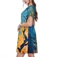 thumbnail image 2 of Disketp Abstract Night Sky Tree para Vestido de Manga Corta para Mujeres, Vestidos de Verano para Mujeres, Casual y Holgado para la Playa, 2 of 6