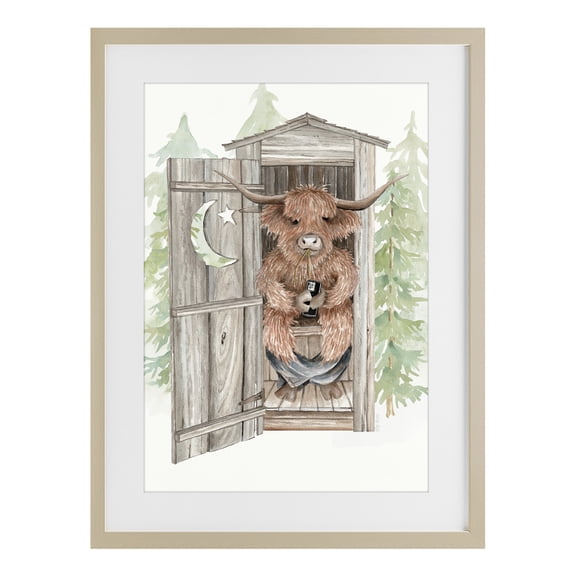 Stupell Industries Lost In Scroll Outhouse Birch Framed Print Under Glass, design by Cindy Jacobs